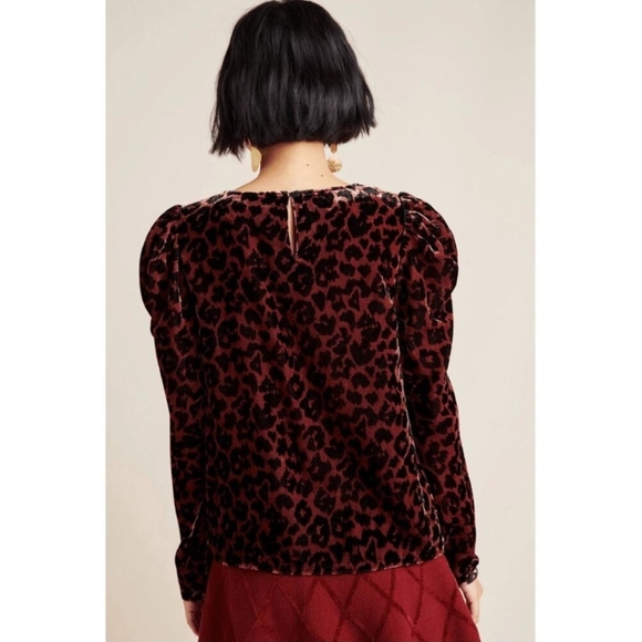 Anthropologie Dolan Velvet Blouse Leopard Print - Picture 3 of 6